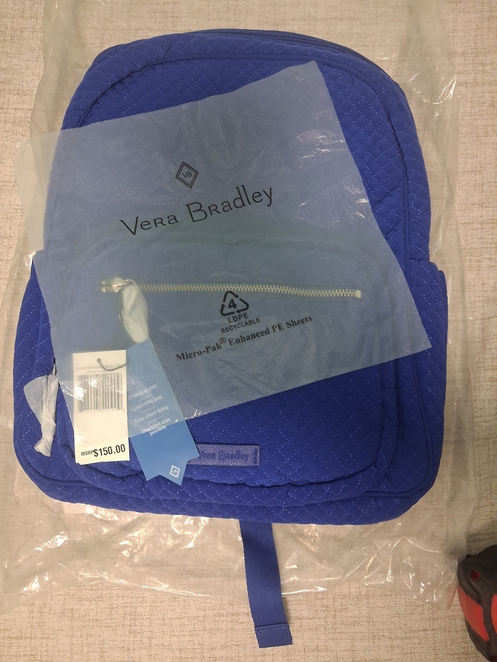Vera Bradley Quilted Mini Backpack in Royal Blue - NWT